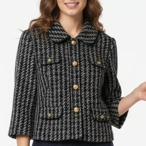 REQ Elegant Black and Gold Women's Blazer Size 12